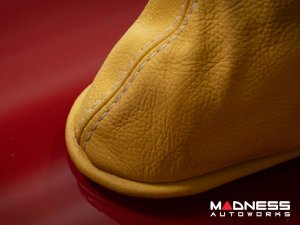 FIAT 500 eBrake Boot - Black Italy - Yellow Leather w/ White Stitching